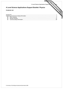A Level Science Applications Support Booklet: Physics www.XtremePapers.com Contents List
