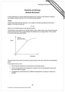 Elasticity and Springs Student Worksheet www.XtremePapers.com