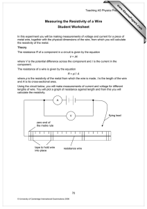 Measuring the Resistivity of a Wire Student Worksheet www.XtremePapers.com