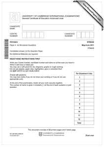 www.XtremePapers.com UNIVERSITY OF CAMBRIDGE INTERNATIONAL EXAMINATIONS General Certificate of Education Advanced Level 9702/42