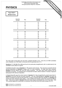 Cambridge International Advanced Level 9702 Physics November 2009