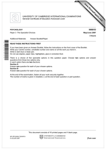 www.XtremePapers.com UNIVERSITY OF CAMBRIDGE INTERNATIONAL EXAMINATIONS General Certificate of Education Advanced Level 9698/03