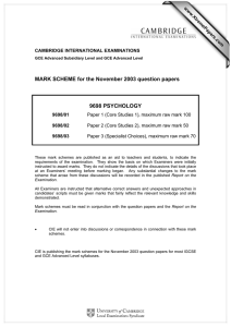 MARK SCHEME for the November 2003 question papers  9698 PSYCHOLOGY www.XtremePapers.com