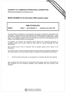 MARK SCHEME for the November 2005 question paper  9698 PYCHOLOGY www.XtremePapers.com
