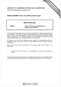 MARK SCHEME for the June 2005 question paper  9699 SOCIOLOGY www.XtremePapers.com