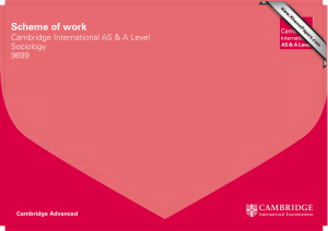 Scheme of work Cambridge International AS &amp; A Level Sociology 9699