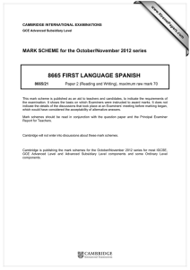8665 FIRST LANGUAGE SPANISH  MARK SCHEME for the October/November 2012 series