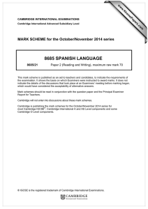 8685 SPANISH LANGUAGE  MARK SCHEME for the October/November 2014 series