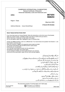 CAMBRIDGE INTERNATIONAL EXAMINATIONS General Certificate of Education www.XtremePapers.com