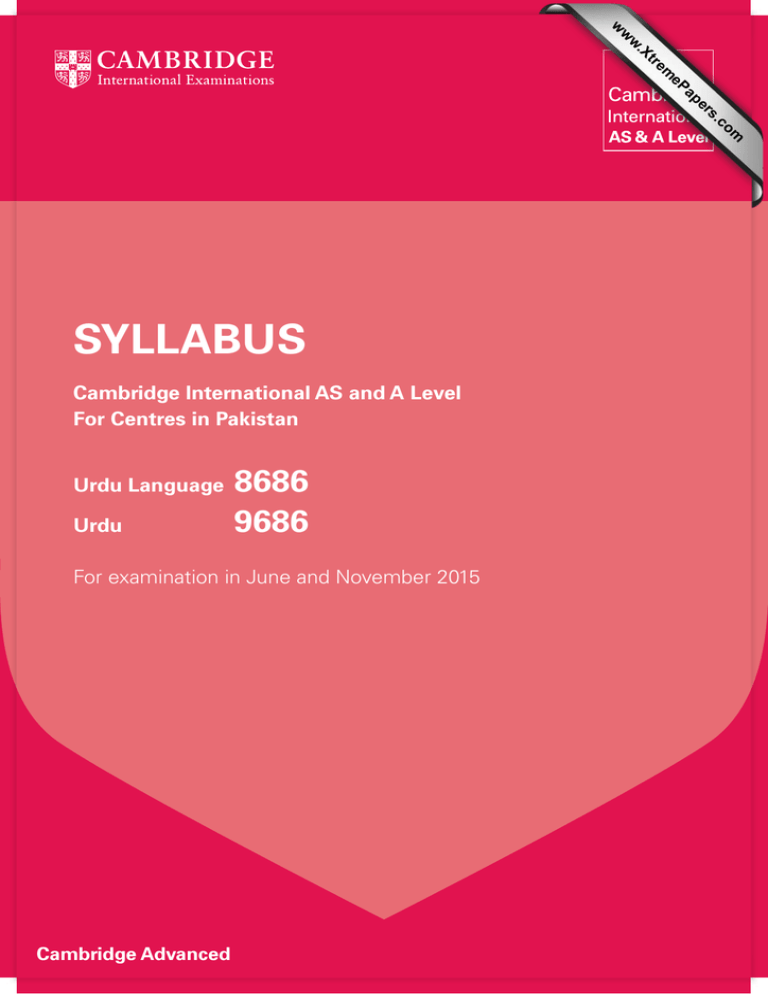 SYLLABUS 8686 9686 Cambridge International AS And A Level SYLLABUS 8686 9686 Cambridge International AS And A Level