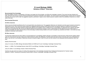 O Level Biology (5090) Scheme of Work : Overview  www.XtremePapers.com