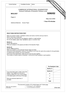5090/02 BIOLOGY