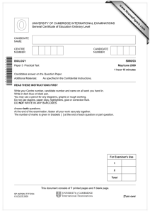 www.XtremePapers.com UNIVERSITY OF CAMBRIDGE INTERNATIONAL EXAMINATIONS General Certificate of Education Ordinary Level 5090/03