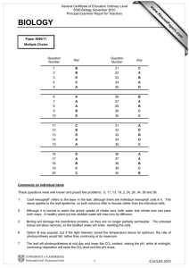 General Certificate of Education Ordinary Level 5090 Biology November 2010