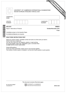 www.XtremePapers.com UNIVERSITY OF CAMBRIDGE INTERNATIONAL EXAMINATIONS General Certificate of Education Ordinary Level 5090/61