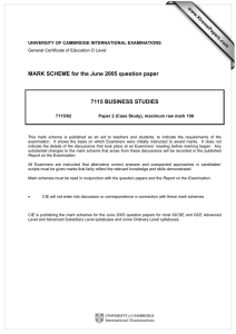 MARK SCHEME for the June 2005 question paper  7115 BUSINESS STUDIES www.XtremePapers.com