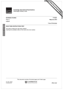 www.XtremePapers.com Cambridge International Examinations 7115/21 Cambridge Ordinary Level