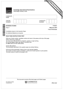 www.XtremePapers.com Cambridge International Examinations 7115/11 Cambridge Ordinary Level