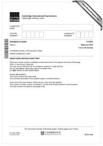 www.XtremePapers.com Cambridge International Examinations 7115/21 Cambridge Ordinary Level