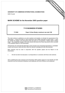 MARK SCHEME for the November 2005 question paper  7115 BUSINESS STUDIES www.XtremePapers.com