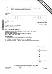 www.XtremePapers.com UNIVERSITY OF CAMBRIDGE INTERNATIONAL EXAMINATIONS General Certificate of Education Ordinary Level 7115/01