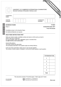 www.XtremePapers.com UNIVERSITY OF CAMBRIDGE INTERNATIONAL EXAMINATIONS General Certificate of Education Ordinary Level 7115/21