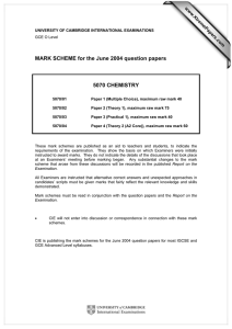 MARK SCHEME for the June 2004 question papers  5070 CHEMISTRY www.XtremePapers.com