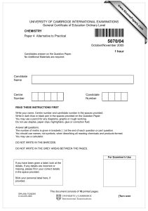 UNIVERSITY OF CAMBRIDGE INTERNATIONAL EXAMINATIONS General Certificate of Education Ordinary Level CHEMISTRY