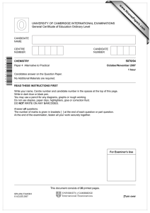 www.XtremePapers.com UNIVERSITY OF CAMBRIDGE INTERNATIONAL EXAMINATIONS General Certificate of Education Ordinary Level 5070/04