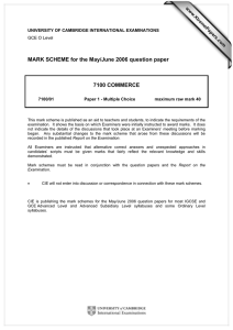 MARK SCHEME for the May/June 2006 question paper  7100 COMMERCE www.XtremePapers.com