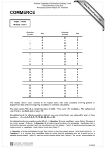 General Certificate of Education Ordinary Level 7100 Commerce June 2012