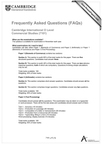 Frequently Asked Questions (FAQs)  Cambridge International O Level Commercial Studies (7101)