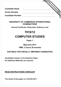7010/12 COMPUTER STUDIES