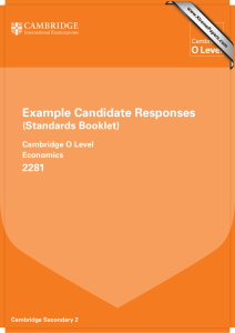 Example Candidate Responses (Standards Booklet) 2281 Cambridge O Level