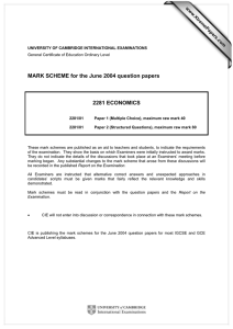 MARK SCHEME for the June 2004 question papers  2281 ECONOMICS www.XtremePapers.com