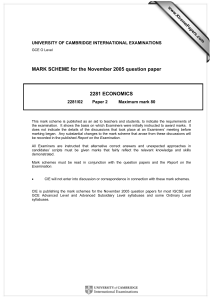 MARK SCHEME for the November 2005 question paper  2281 ECONOMICS www.XtremePapers.com