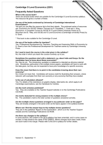 www.XtremePapers.com Cambridge O Level Economics (2281) Frequently Asked Questions