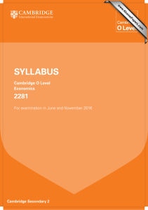 SYLLABUS 2281 Cambridge O Level Economics