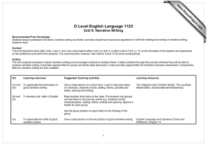 O Level English Language 1123 Unit 5: Narrative Writing www.XtremePapers.com