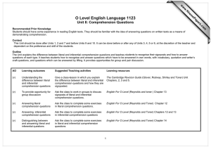 O Level English Language 1123 Unit 8: Comprehension Questions www.XtremePapers.com