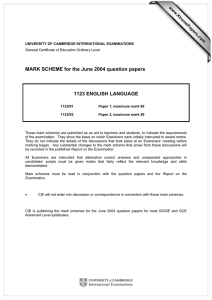 MARK SCHEME for the June 2004 question papers  1123 ENGLISH LANGUAGE www.XtremePapers.com