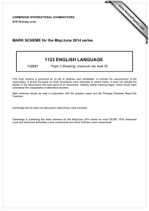 1123 ENGLISH LANGUAGE  MARK SCHEME for the May/June 2014 series