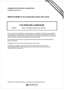 1123 ENGLISH LANGUAGE  MARK SCHEME for the October/November 2014 series