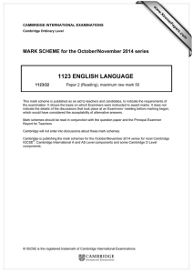 1123 ENGLISH LANGUAGE  MARK SCHEME for the October/November 2014 series
