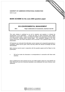 MARK SCHEME for the June 2005 question paper  5014 ENVIRONMENTAL MANAGEMENT www.XtremePapers.com