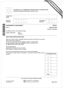 www.XtremePapers.com UNIVERSITY OF CAMBRIDGE INTERNATIONAL EXAMINATIONS General Certificate of Education Ordinary Level 5014/11