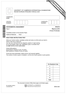 www.XtremePapers.com UNIVERSITY OF CAMBRIDGE INTERNATIONAL EXAMINATIONS General Certificate of Education Ordinary Level 5014/12