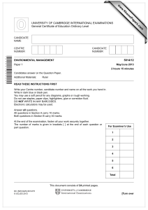 www.XtremePapers.com UNIVERSITY OF CAMBRIDGE INTERNATIONAL EXAMINATIONS General Certificate of Education Ordinary Level 5014/12