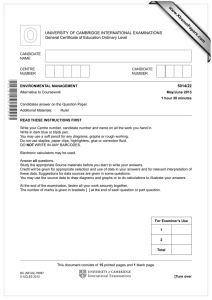 www.XtremePapers.com UNIVERSITY OF CAMBRIDGE INTERNATIONAL EXAMINATIONS General Certificate of Education Ordinary Level 5014/22