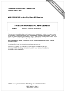 5014 ENVIRONMENTAL MANGEMENT  MARK SCHEME for the May/June 2015 series